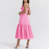 Pink Layered Midi A-Line Dress